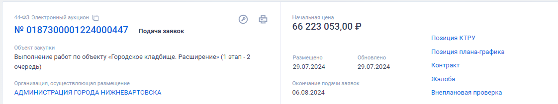 В Нижневартовске выделили более 66 миллионов на расширение кладбища